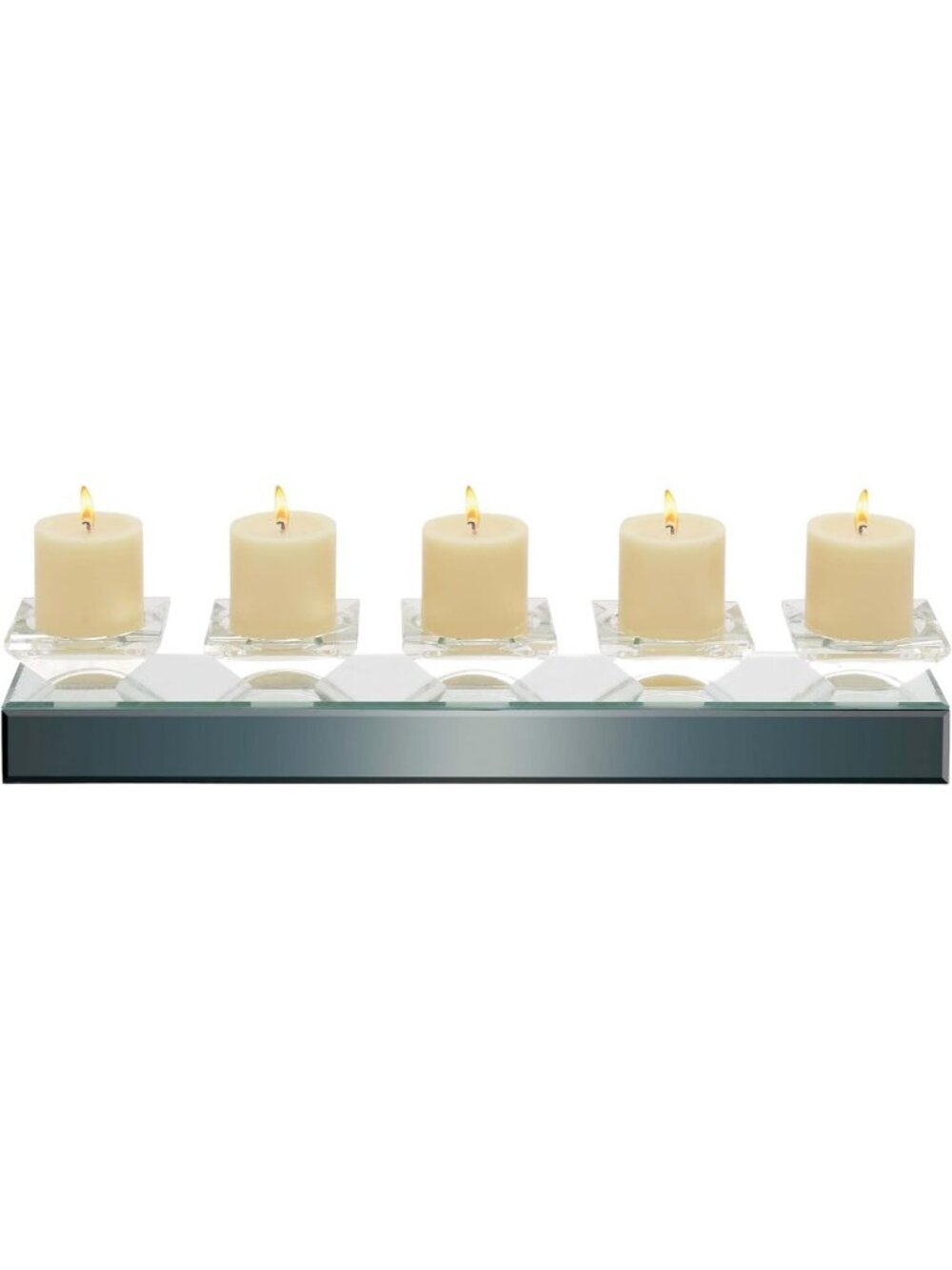Handmade Glass Pillar Candle Holder with Mirrored Sides - 24" Silver Decor